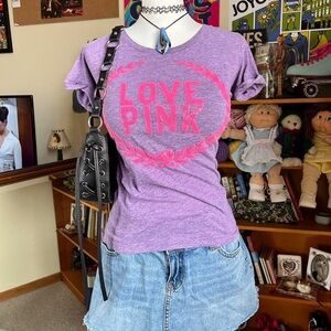 Y2K Victoria's Secret Love PINK purple and pink graphic tee